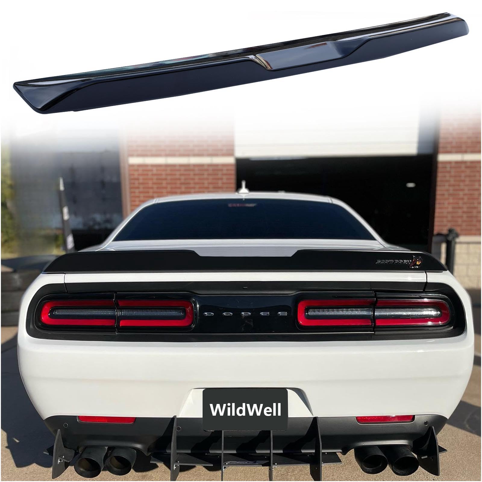 Challenger Spoiler for 2008-2017 Dodge Challenger RT SRT Hellcat SXT GT SE TA Scat Pack 2Door Coupe Without Camera Glossy Black