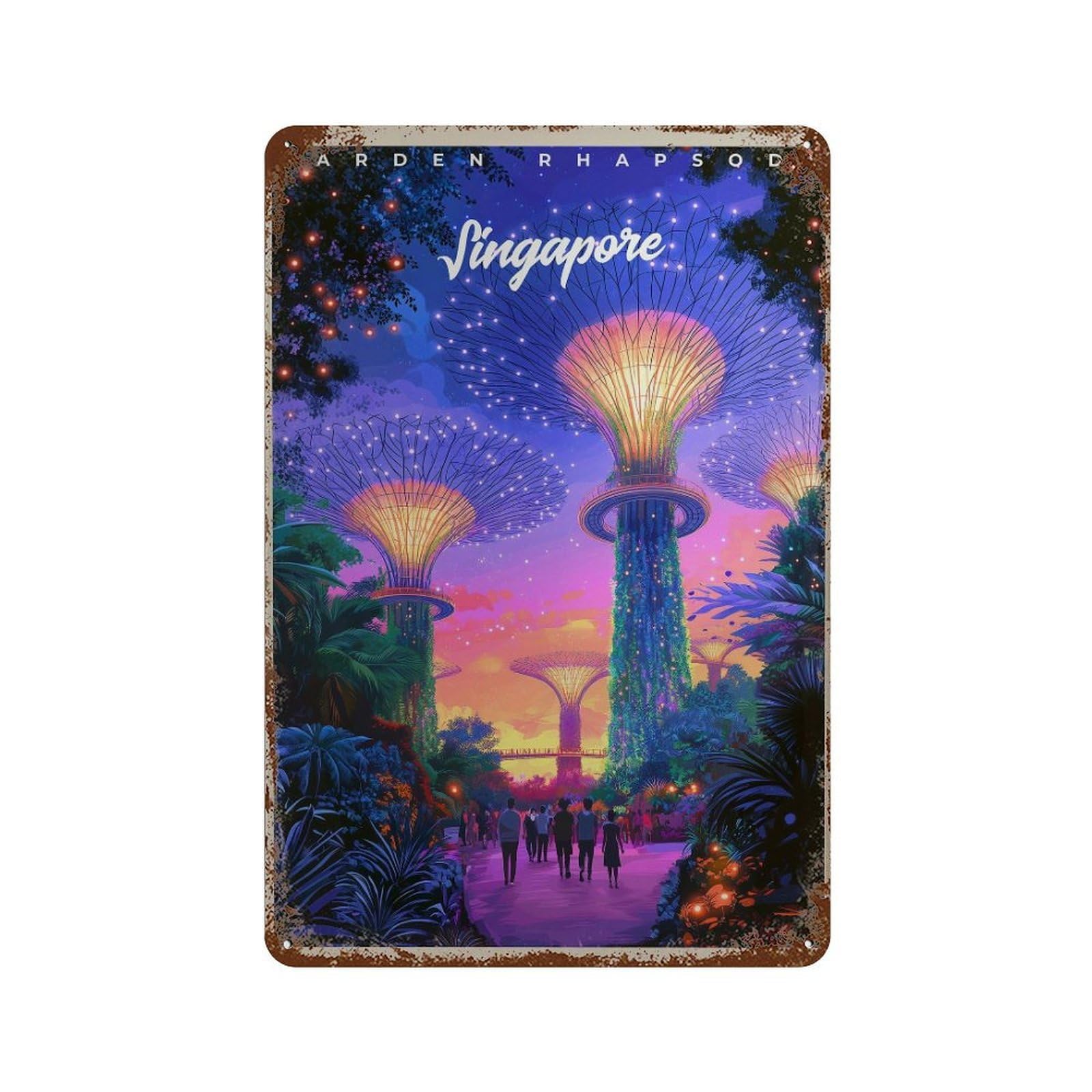 xiaoxiaoshen Singapore Garden Rhapsody Gardens by The Bay Travel Wall Decor Art Metal Tin Poster Modern Home Decor Art Home Bar Shop Decorations Vintage Sign 30x20cm