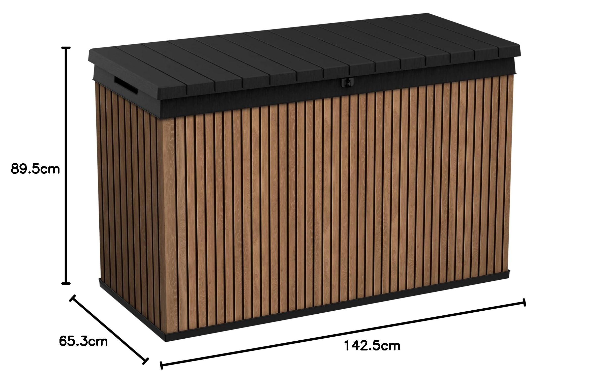 Keter Auflagenbox/Kissenbox 662 Liter l 100% Wasserdicht l mit Belüftung dadurch kein übler Geruch/Schimmel l Moderne Holzdielenoptik l Deckel belastbar bis 300 KG (2 Personen)