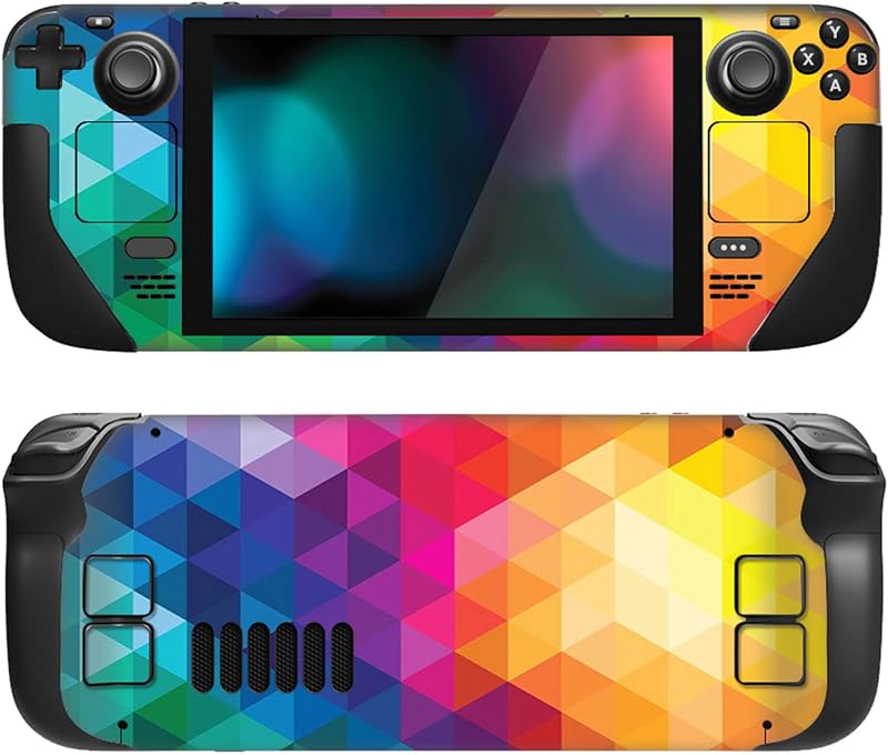 PlayVital Full Set Protective Skin Decal for Steam Deck LCD, Custom Stickers Vinyl Cover for Steam Deck OLED - Colorful Triangle