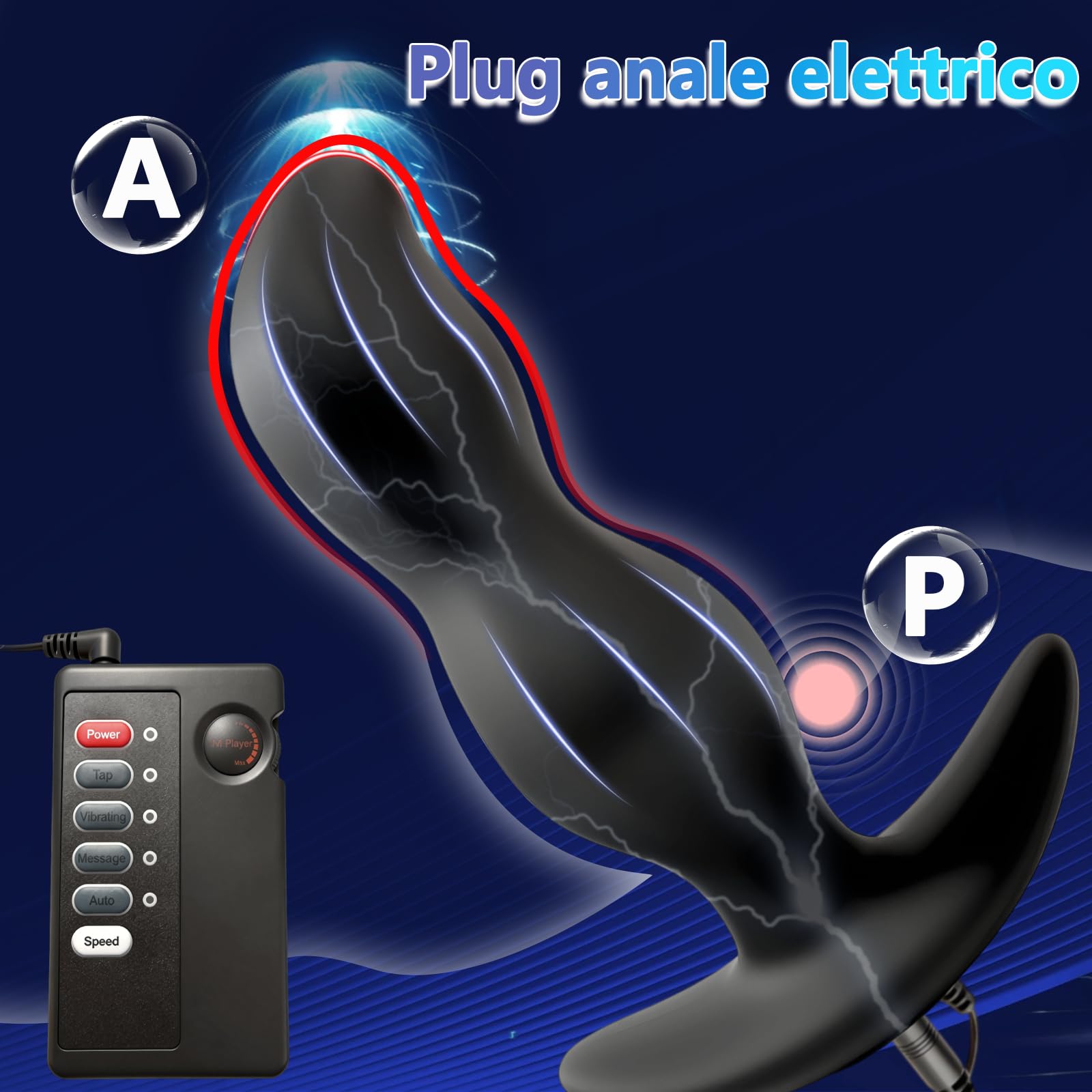 Elettrostimolazione Plug Anale Anello per Pene con Shock Elettrico Dilatatore Anale Massaggiatore Prostata per Uomini Stimolatore G-Spot Donna Butt Plug Silicone Sessuali per Coppie BDSMS Toys