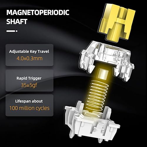 Miniatura 3 de NA87PRO - Teclado magnético con cable de 87 teclas, RGB, teclado para juegos de disparo rápido intercambiable en caliente para WinMacGamer-Blanco