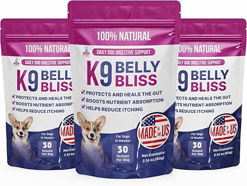 Miniatura 9 de K9 Belly Bliss - Soporte digestivo diario - Prebiótico formulado a medida para perros - Topper para alimentos secos y húmedos, 30 cucharadas, 2.14