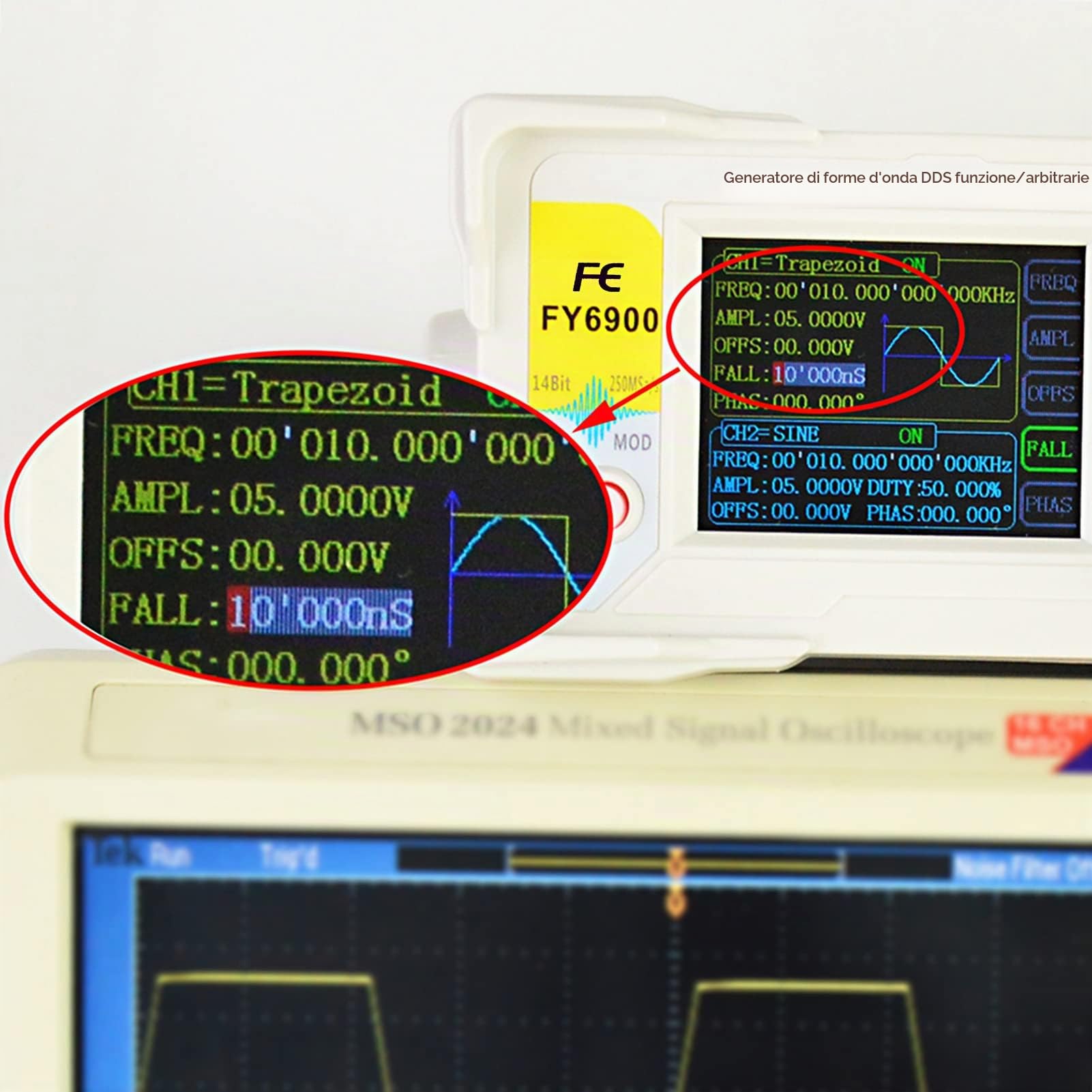 Weytoll Generatore di Segnale Funzione 60 MHz DDS Digitale, Forma d'Onda Arbitraria,Sorgente Segnale Impulso, Misuratore Frequenza 250MSa/s, Burst VCO,Modulazione AM/PM/FM/ASK/FSK/PSK, Generatore DDS