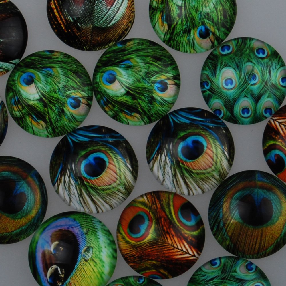 Rosebeading 20PCS 25mm Mixed Round Flat Back Handmade Photo Glass Cabochon - Image Glass Cabochons (10029651)