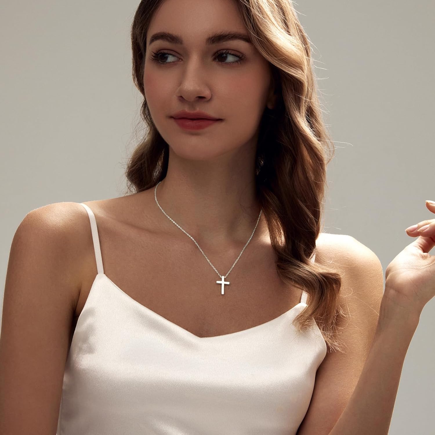 Cross Necklace for Women Gold/Silver Plated Layered Dainty Cross Chain Trendy Choker Satellite Charm Small Crucifix Pendant Gold/Silver Necklace Stackable Hypoallergenic Delicate Gift for Women - Image 7