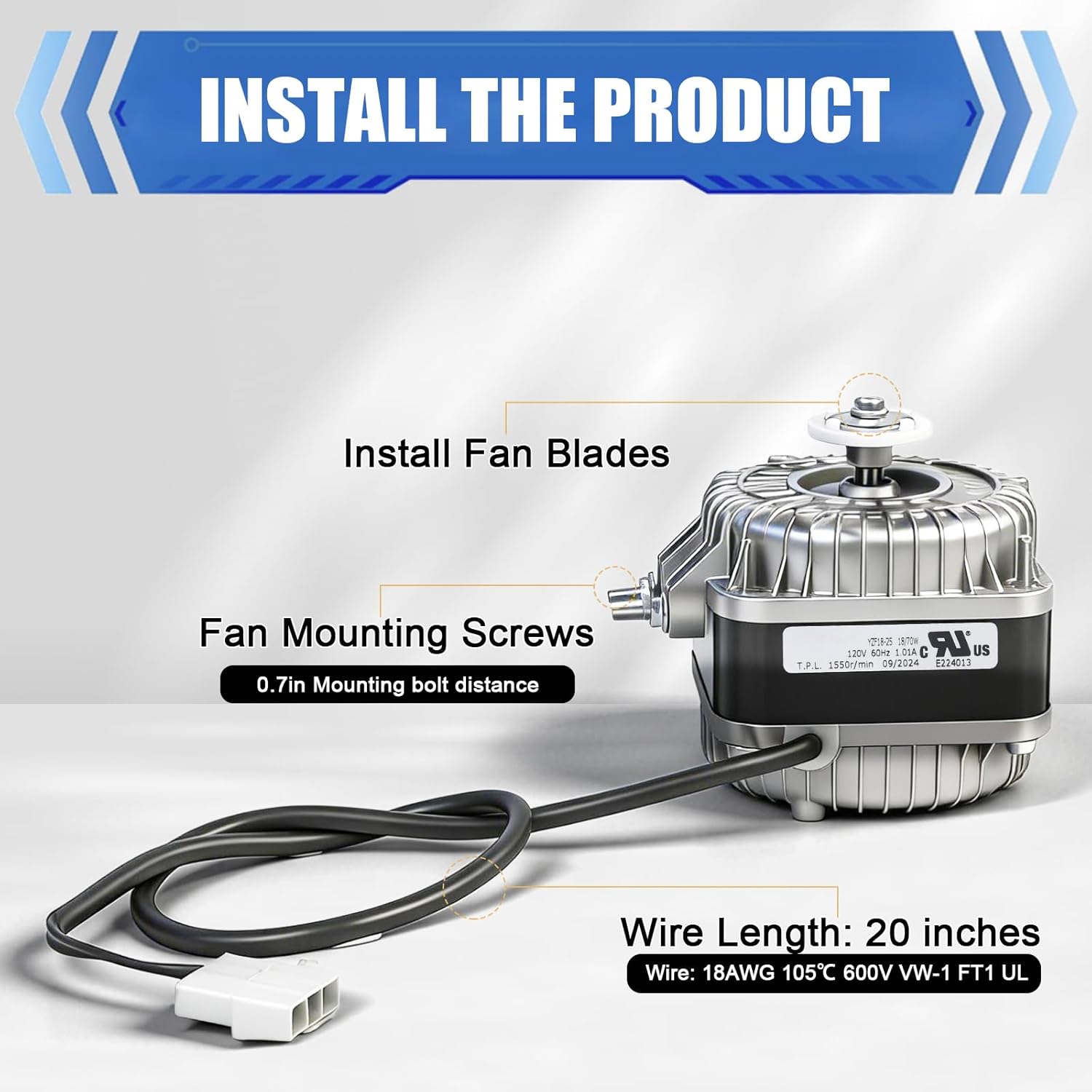 YZF18-25 Electric Fan Shaded Pole Motor 120V 60Hz 1.01A 18W AC Fan Motor for Small Ventilation Equipment,Refrigeration Equipment Radiator Evaporator (YZF18-25)