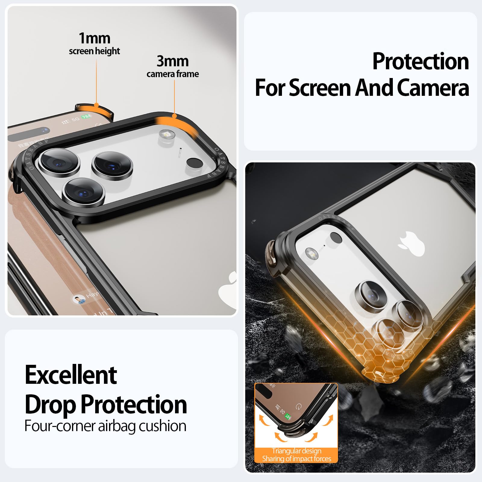 Custodia per iPhone 17 Pro Max, in alluminio, sottile, senza retro, compatibile con MagSafe, in metallo, senza cornice, con 4 angoli airbag, antiurto, protettiva per iPhone 17 Promax (grafite)