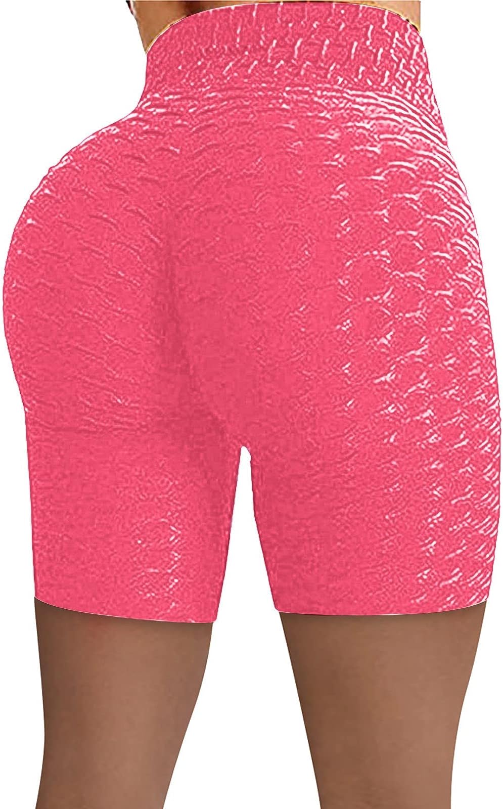 Women Wrinkled High Waist Hip Stretch Running Fitness Yoga Pants Biker Shorts L34
