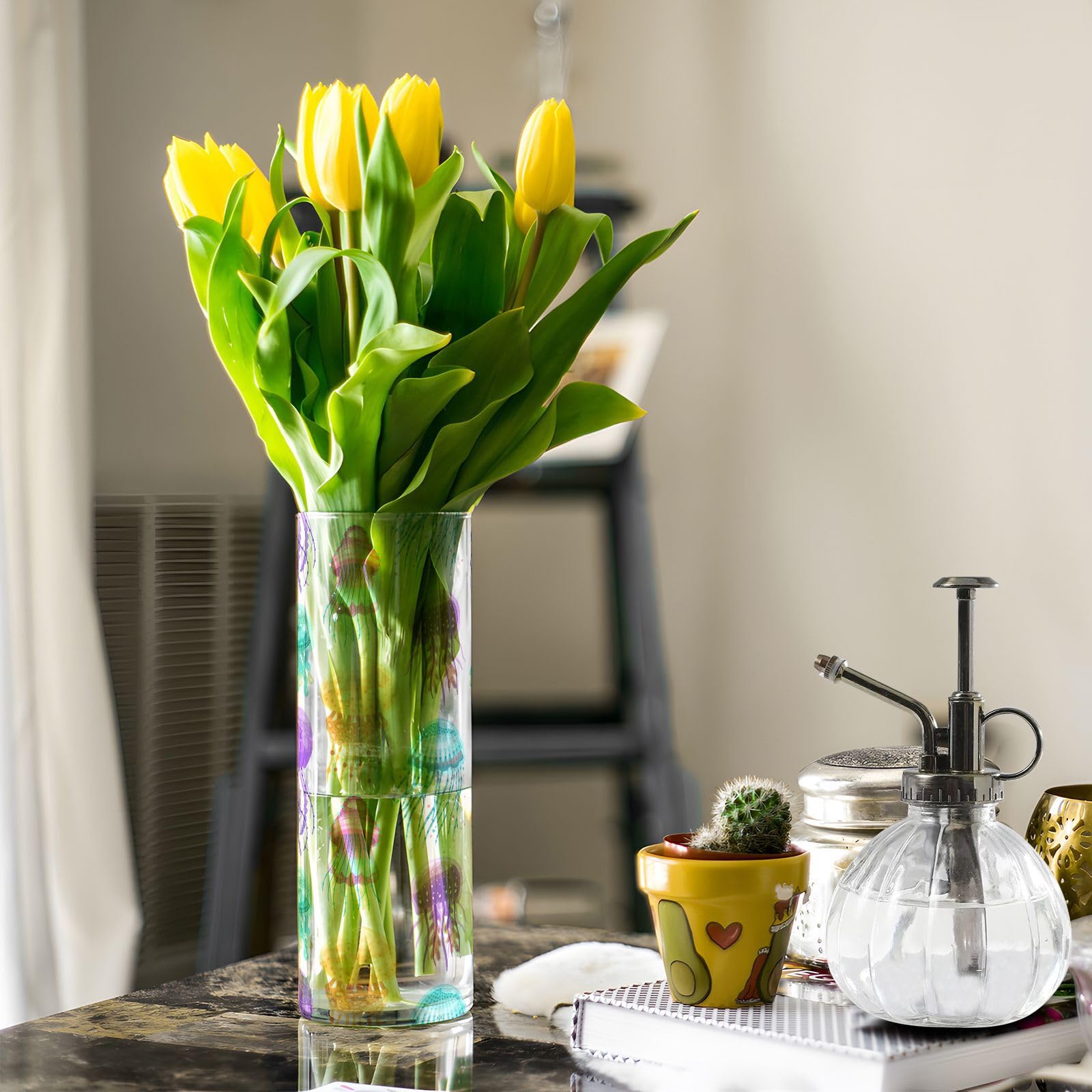 Amazon.co.jp: SUKAU 花瓶 割れない クラゲ柄 おしゃれ 透明