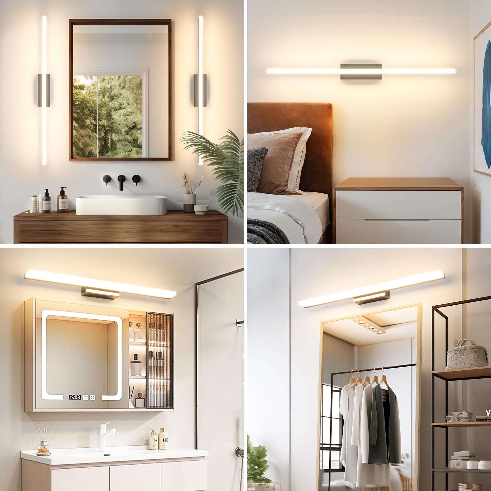Luce a LED per specchio bagno Lampada per specchio 60CM Lampada da parete per bagno 220V bianco caldo 3000K Luce per armadietto
