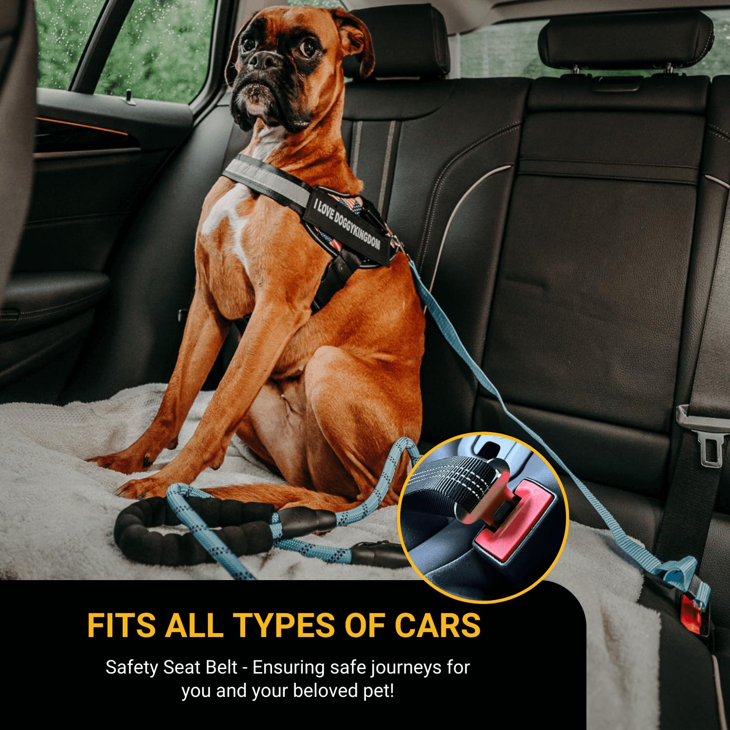 Seat Belt for Dogs in Car for Dog Car Harness for Small Medium Large Sized Dogs - Green - image 2