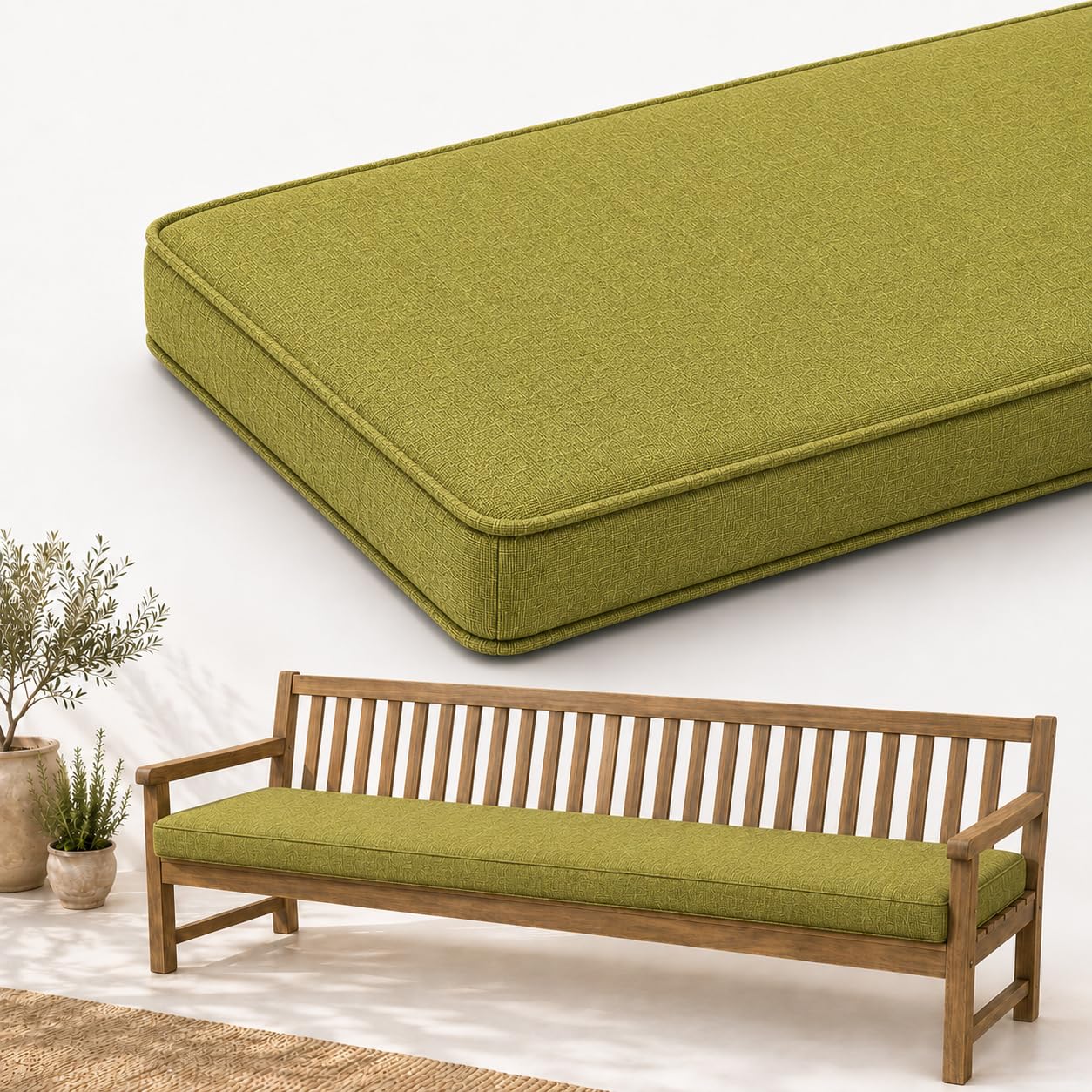 AZMAHT Linen Bench Cushion Indoor - Comfort Seat Pad for Dining Bench Window