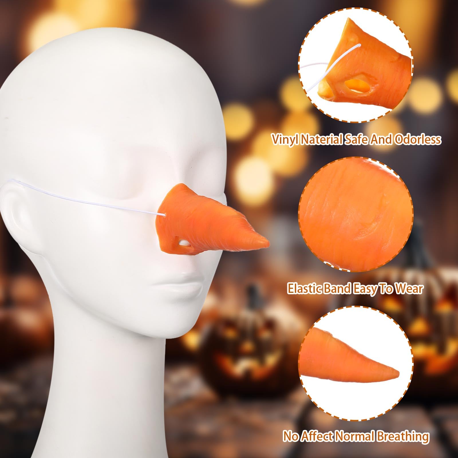 Sumind 2.8 Inch Carrot Nose Christmas Snowman Cosplay Snowman Ornaments Making Props Costume up Props Santa Claus for Christmas Easter Yard Home Carnival Masquerade Party Favors - Image 3