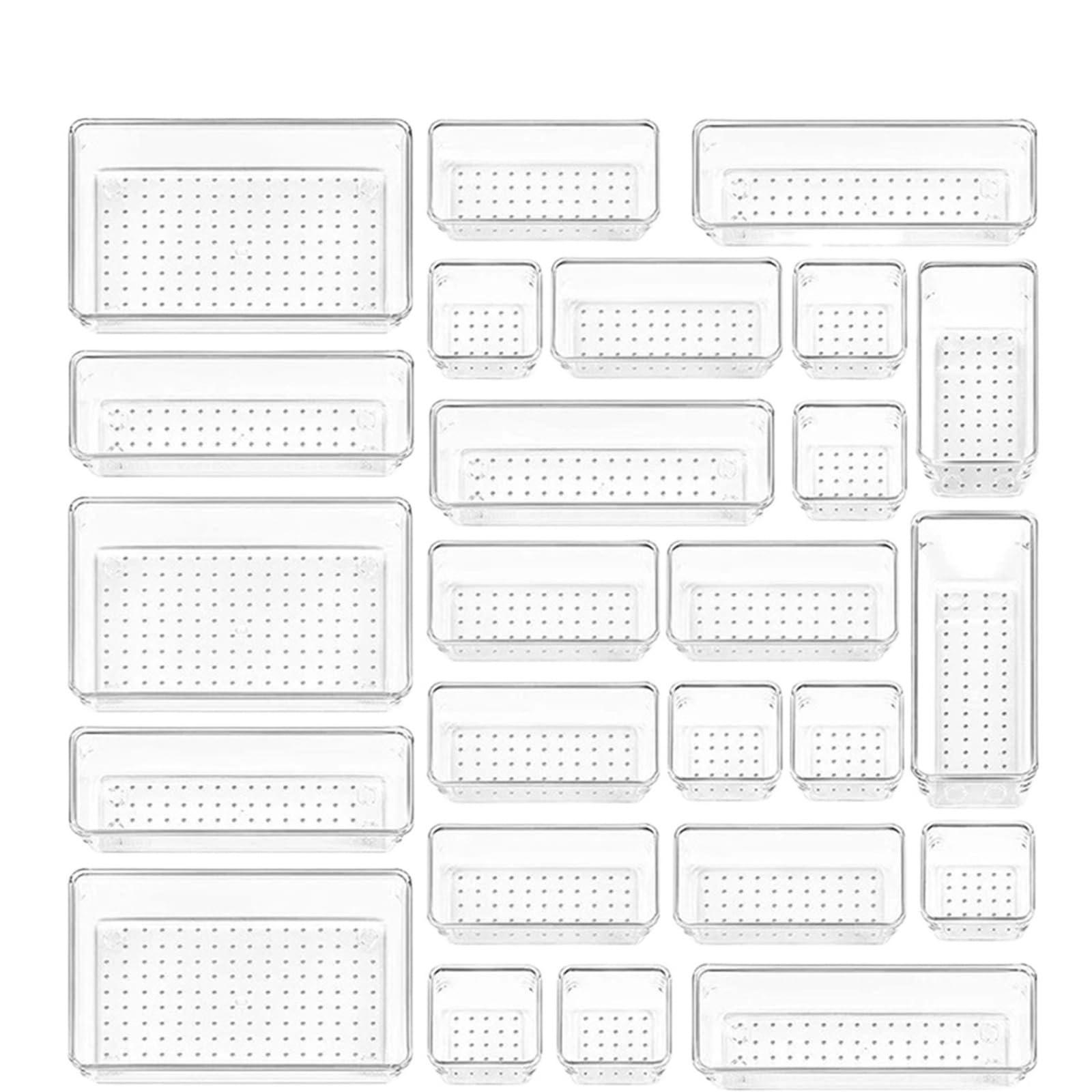 Bghyjkol 25 Piece Drawer Organiser Clear Drawer Organizers Set