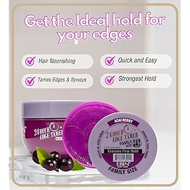 24 Hour Argan Oil Edge Tamer Refresh (8.25oz/ 250ml, Acai Berry) | Extreme Firm Hold, Smooths & Tames Frizz | No Flaking or Drying | High Shine, Long Lasting, All Hair Types, Styling Gel.