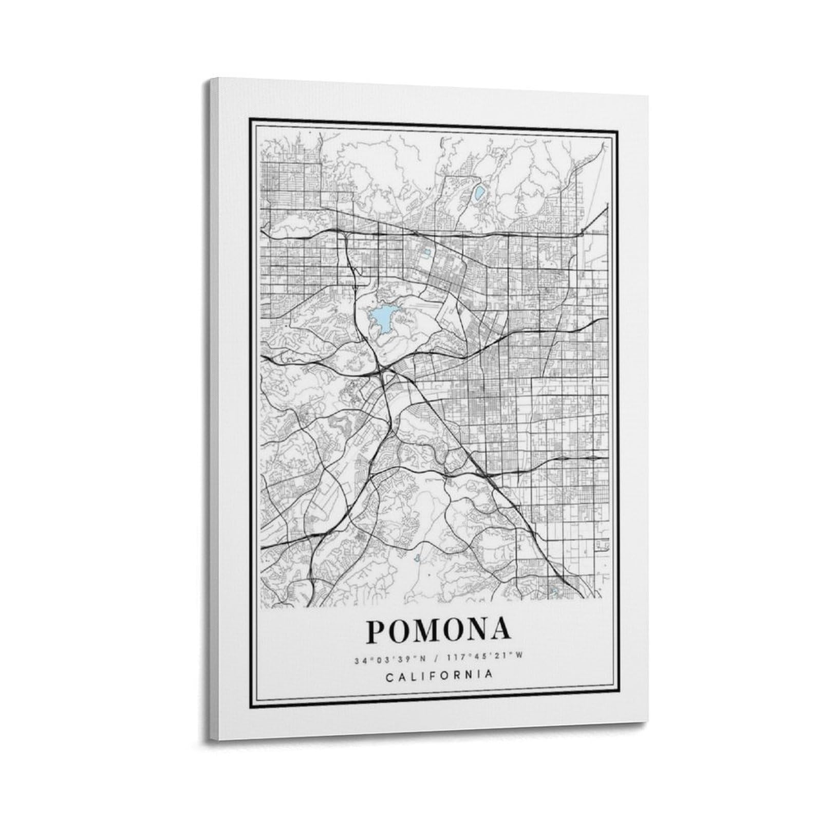 xiaoxiaoshen Pomona California Map Canvas Poster Wall Art Prints Room Aesthetic Murals Bedroom And Living Decorations 20x30inch(50x75cm)