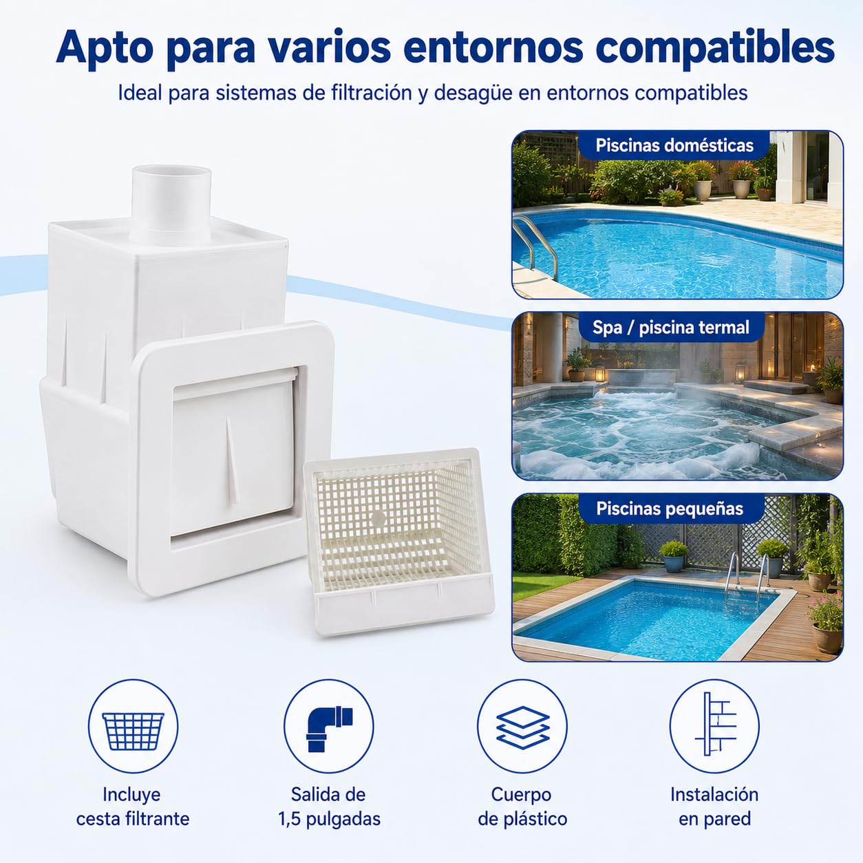 Skimmer Set OOL Skimmer en Plastique Facile À Installer Skimmer ADAPTÉ AUX SPAS ET PISCINES
