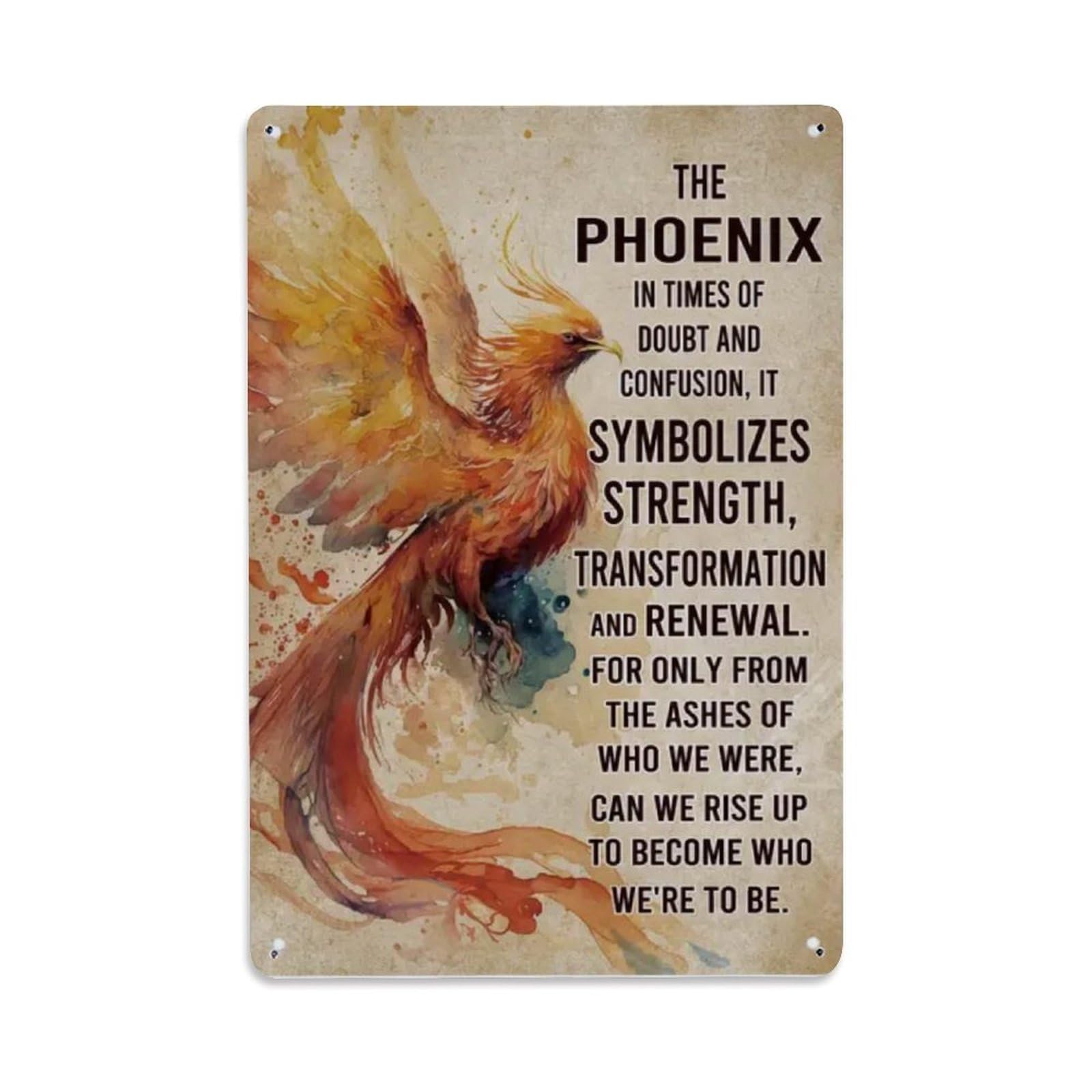 Rkundrne Vintage Phoenix Inspirational Quote Metal Tin Sign Garden Bedroom Cafe Bar Man Cave Home Wall Decor Metal Poster 8X12 In