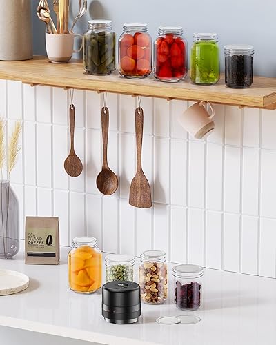 Miniatura 7 de Kit de sellado al vacío eléctrico de tarros Mason - Sellador al vacío inalámbrico todo en uno para tarros Mason de boca regular y boca ancha con