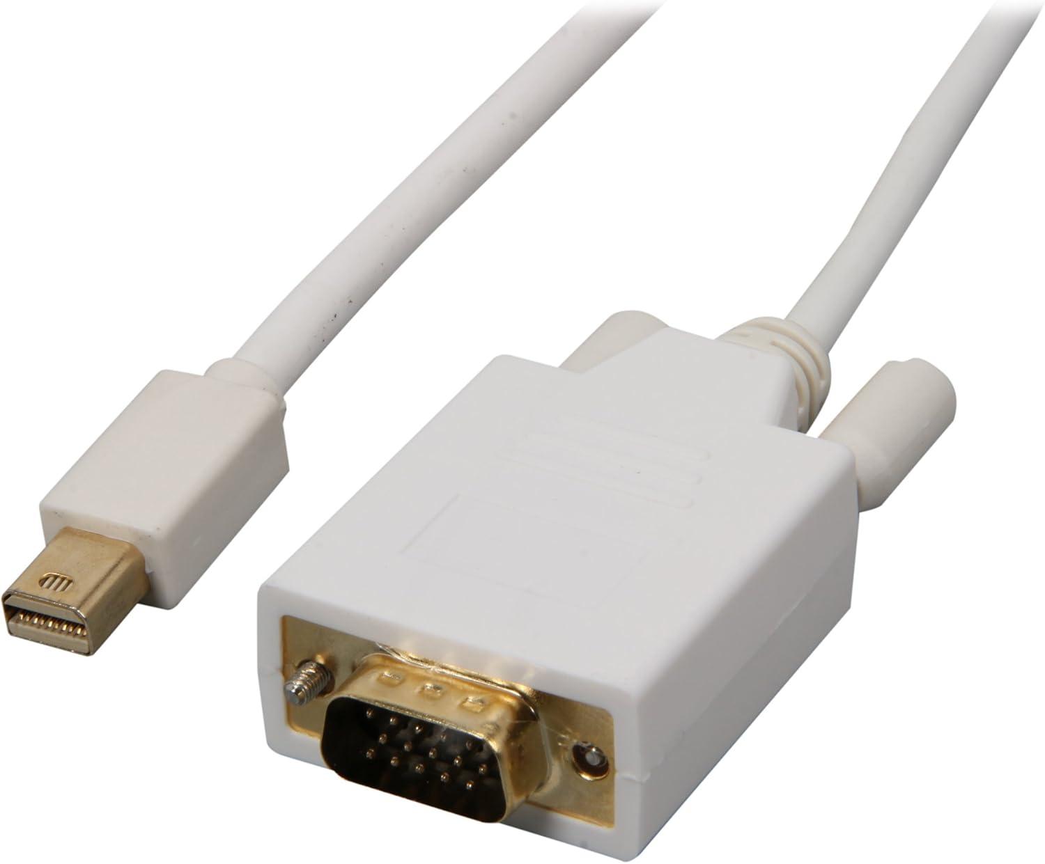 Nippon Labs MINIDP-VGA-6 6-Feet Mini Display Port Male to VGA Male 32AWG Cable, White