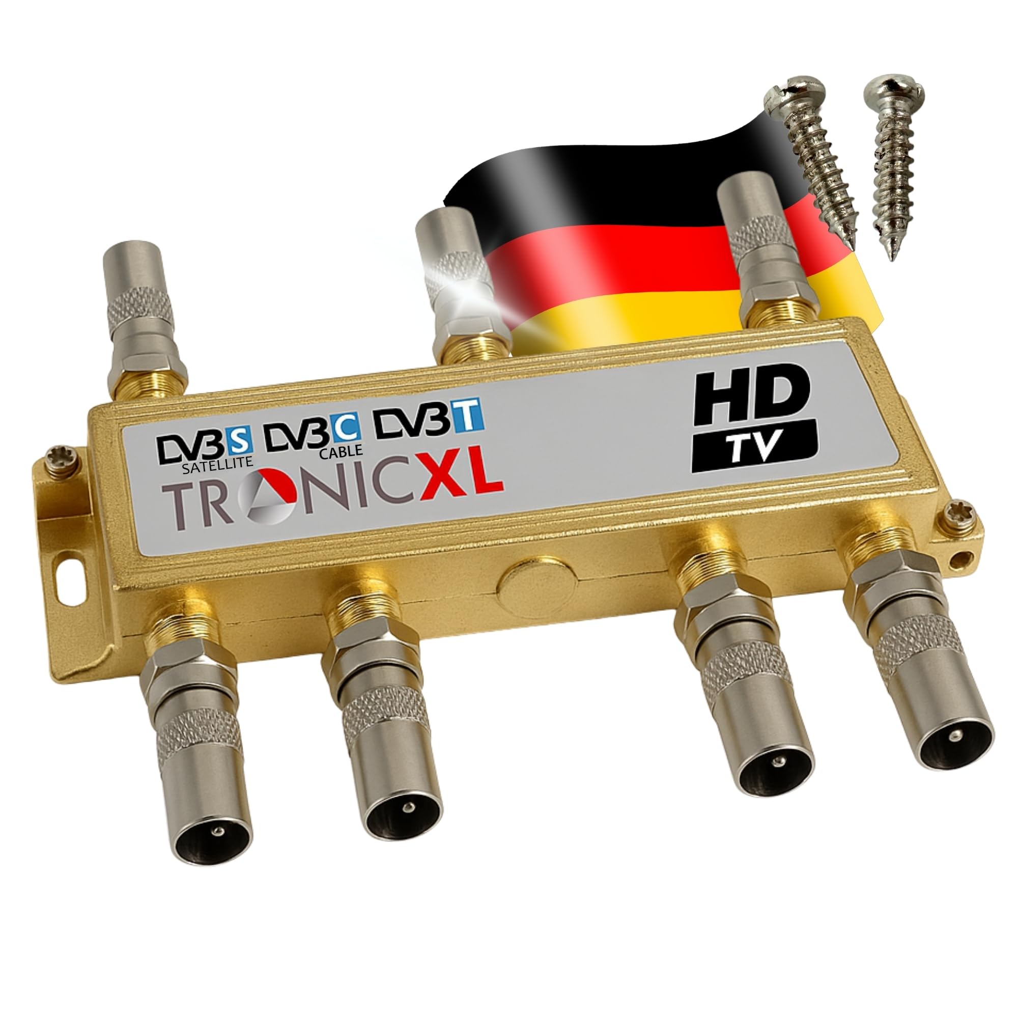 TronicXL 4K - Divisor de satélite 6 compartimentos 3D / HD apto para TV entrada de CC cable de distribución de antenas DVBC DVBT por ejemplo FM