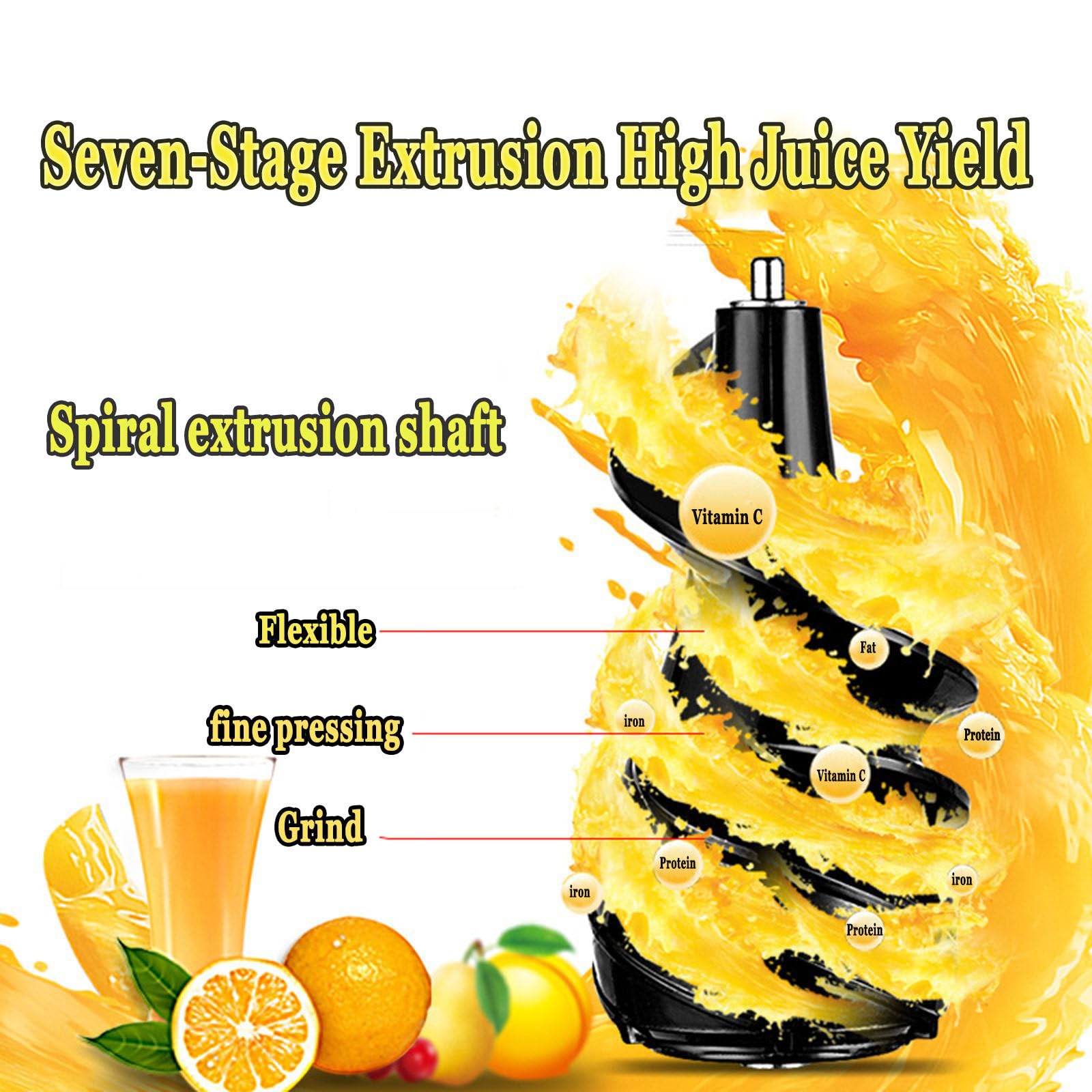 Estrattore di Succo a masticazione lenta - Macchina per spremitura a Freddo con Funzione di inversione per Frutta e Verdura - Estrattore di Succo Verticale ad Alta resa - Senza BPA, Rosso
