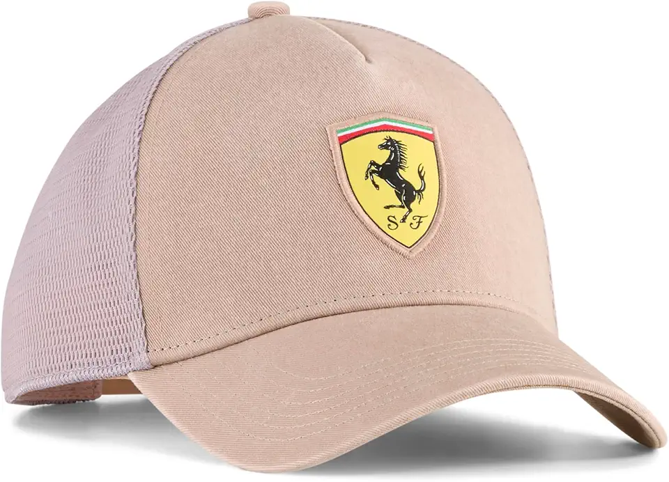 Boné unissex Scuderia Ferrari, Rose Latte SS26, boné de caminhoneiro Ferrari OSmallFA