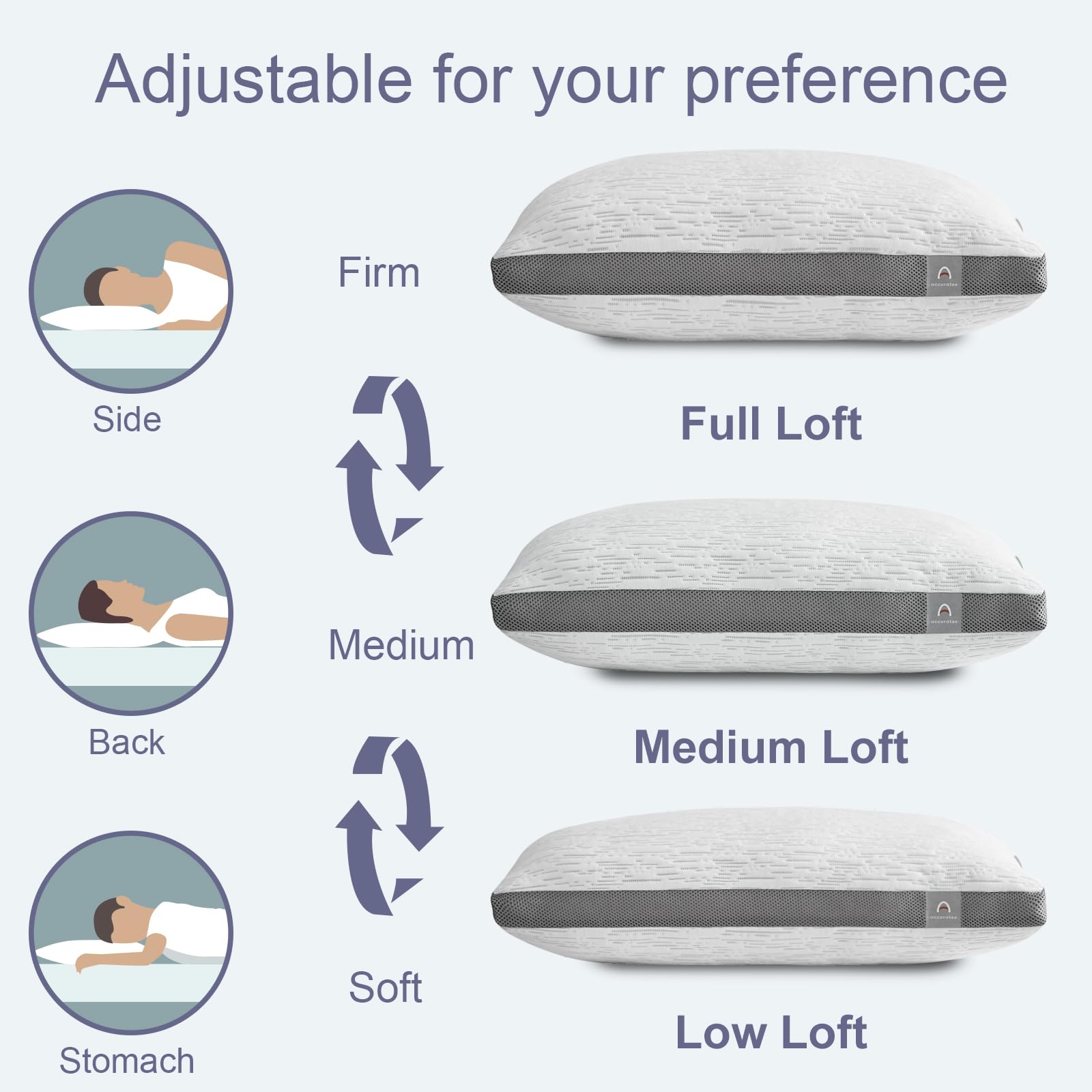 ACCURATEX Pillows King Size Set of 2 - Bamboo Rayon Cool Cover, Soft Down Alternative Fluffy Ball Fiber Filling, Cooling Breathable Gusset Pillow, Adjustbale Pillows for Side Back Stomach Sleepers