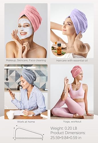 Vista 14 de Hicober Toalla de microfibra para el cabello, turbantes para secar el cabello mojado, toallas antiencrespamiento para cabello rizado para mujeres
