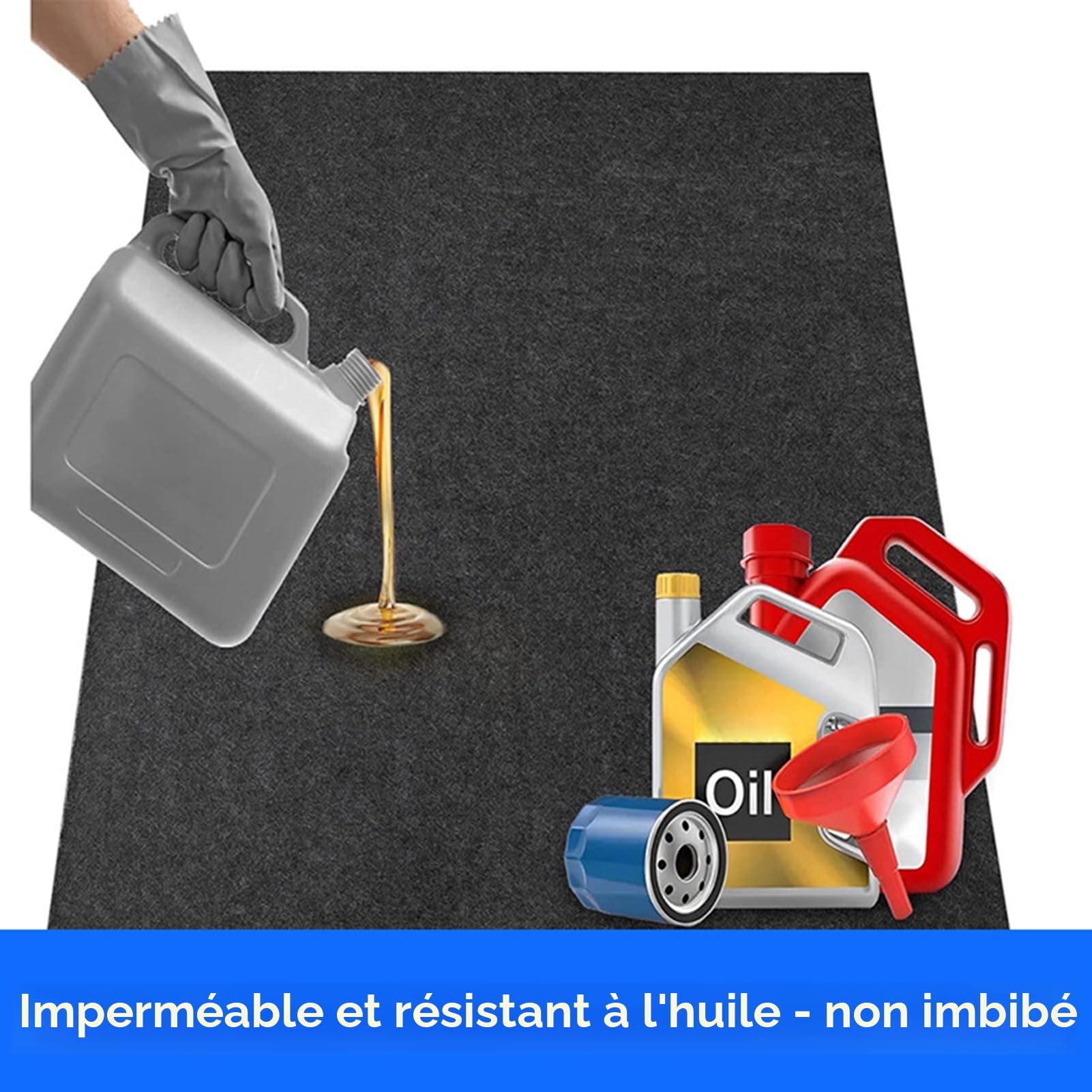 Tapis de garage imperméable absorbant avec dos antidérapant, grand tapis de stationnement de voiture, tapis de garage résistant 2,3 x 5,2 m