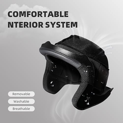 Miniatura 5 de TRIANGLE Casco de cara abierta para motocicleta, casco retro 34 con visera transparente para hombres y mujeres, aprobado por DOT