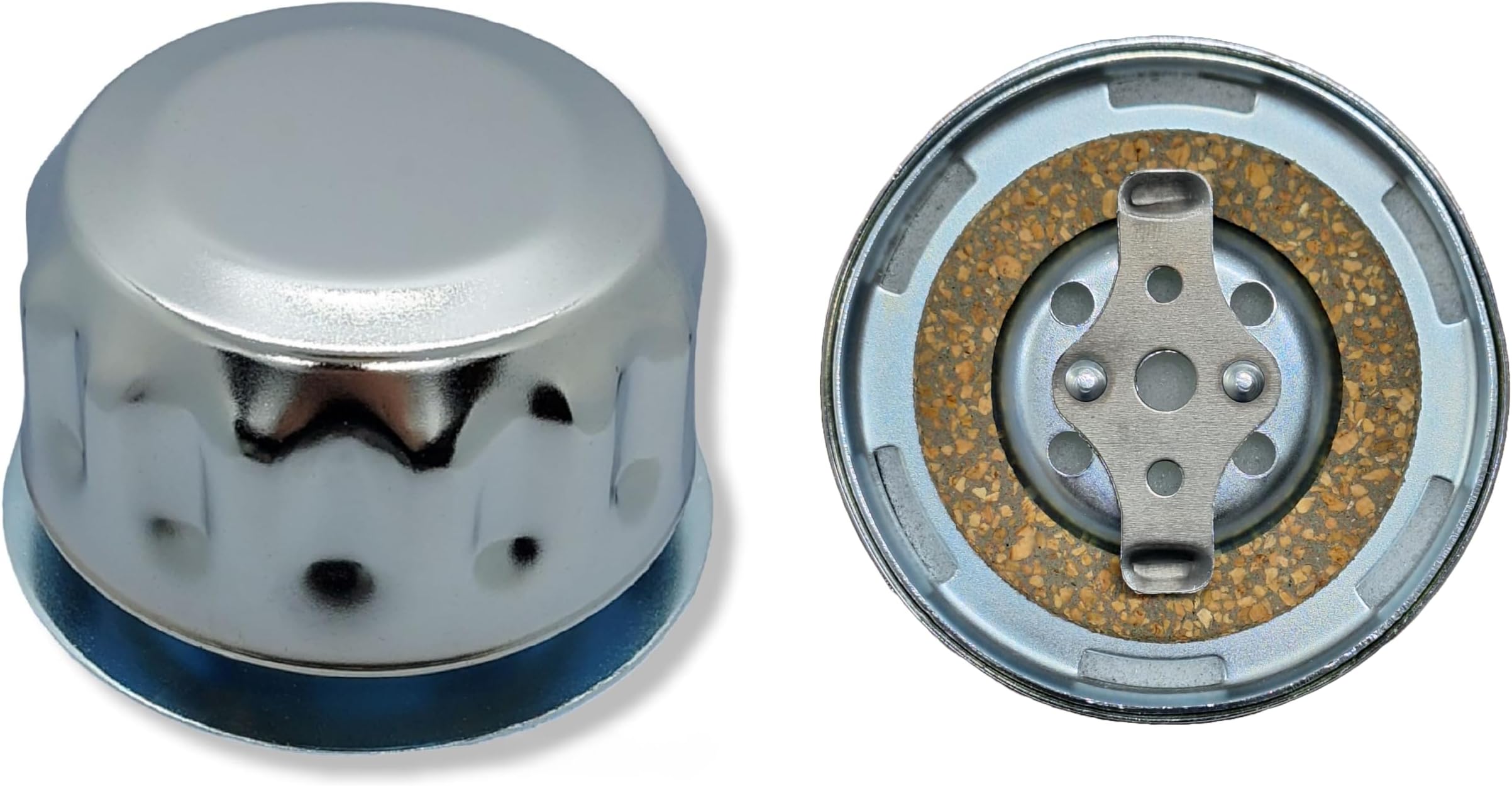 Hydraulic Tank Breather Cap for Oil & Fuel Reservoir – Metal Filler Vent Cap (with Flange, Bayonet Lock, 304 (18/10) Grade Stainless Steel, Cork Gasket)
