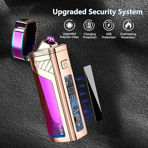 Miniatura 7 de Encendedor eléctrico de triple arco a prueba de viento, encendedor de plasma sin llama, encendedor USB recargable, abridor 2 en 1 con indicador