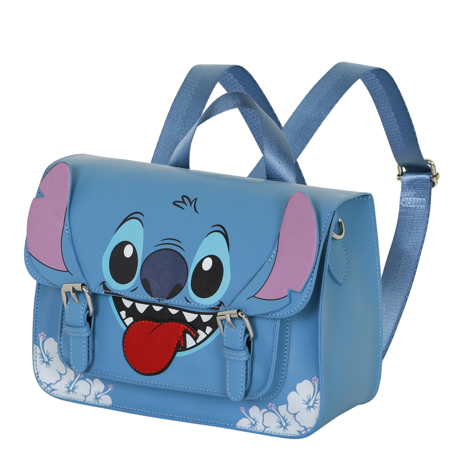 Disney Lilo and Stitch Tongue-Satchel Shoulder Bag-Backpack, Blue, 27 x 19 cm