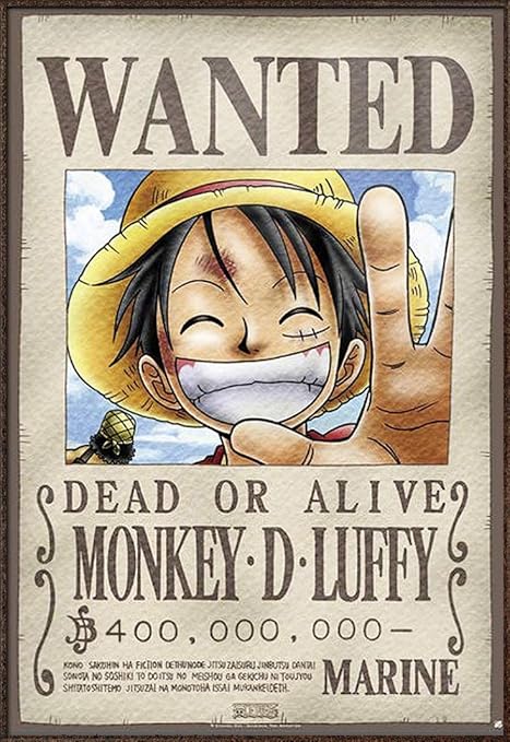 Amazon Com Poster Stop Online One Piece Framed Manga Anime Tv Show Poster Print Wanted Monkey D Luffy Size 27 X 39 Posters Prints