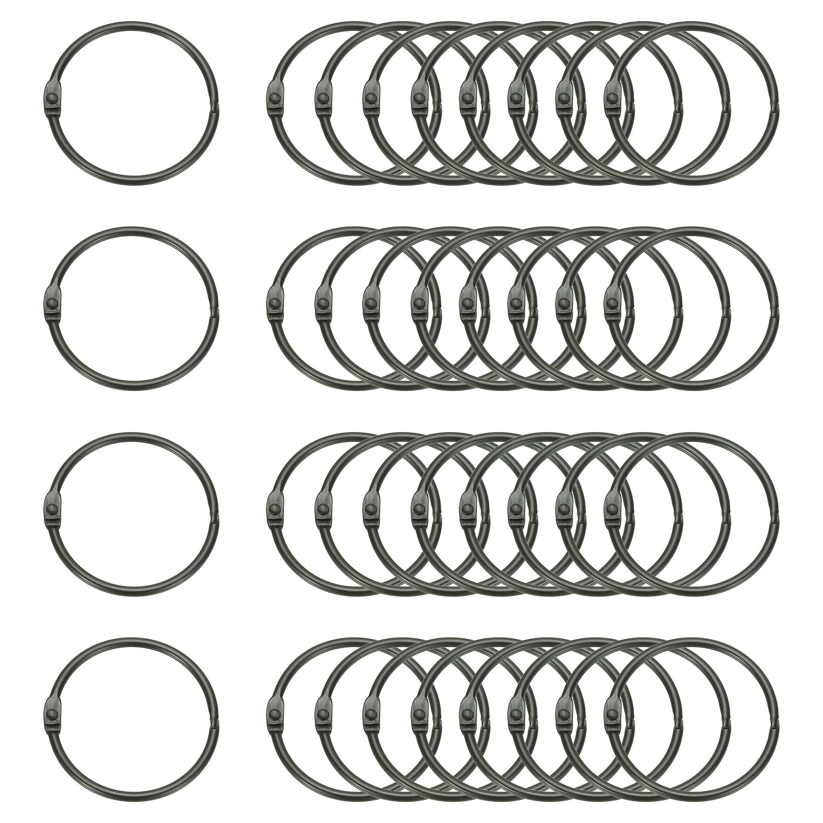 PATIKIL 36Pcs Loose Leaf Binder Rings, 2 Inch Metal Open Card Rings Heavy Duty Book Rings for Key Index Card Rings Paper Rings Office, Black