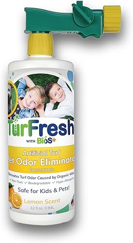 BioS+ Eliminador de olores de mascotas de césped artificial, orgánico, no tóxico, concentrado de enzimas, seguro para usar alrededor de niños,