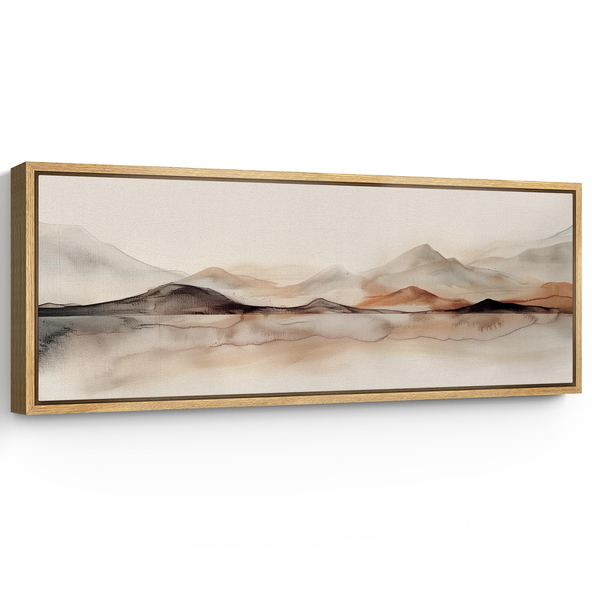 SIGNFORD Large Framed Canvas Print Wall Art Mountain Haze Abstract Landscape Illustrations Modern Art Calm Warm for Living Room, Bedroom, Office - 60"