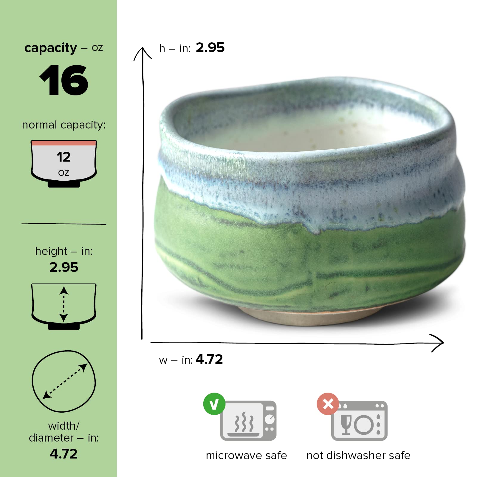 Amazon.com: aprikalife - 日本傳統抹茶碗,手工陶瓷,茶道杯,藍色和綠色 
