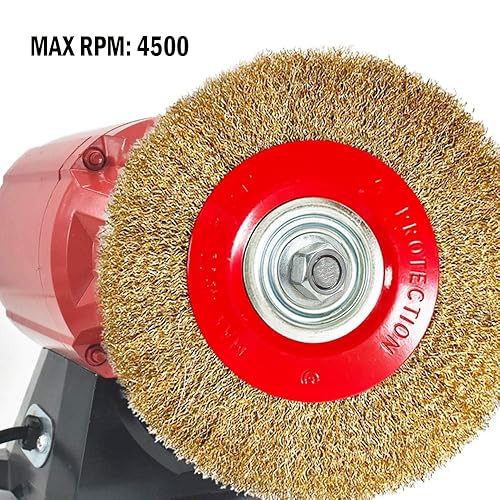 Miniatura 5 de Cepillo de rueda de alambre de banco de 8 pulgadas, alambre de acero prensado grueso de 0.012 pulgadas con 1/2 pulgadas, 5/8 pulgadas, 3/4 pulgadas