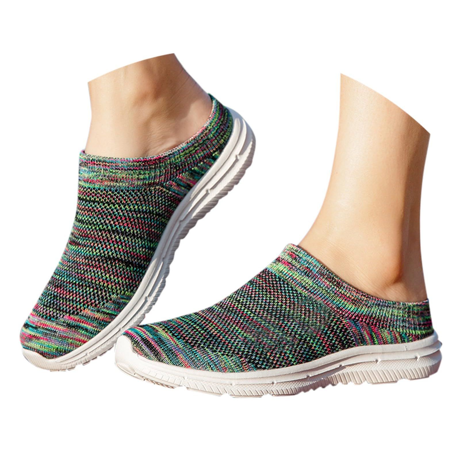 Męskie buty sportowe w stylu boho, wielokolorowe, wsuwane, oddychające, dzianinowe, bez pleców, lekkie chodaki do chodzenia po ogrodzie i na wakacje
