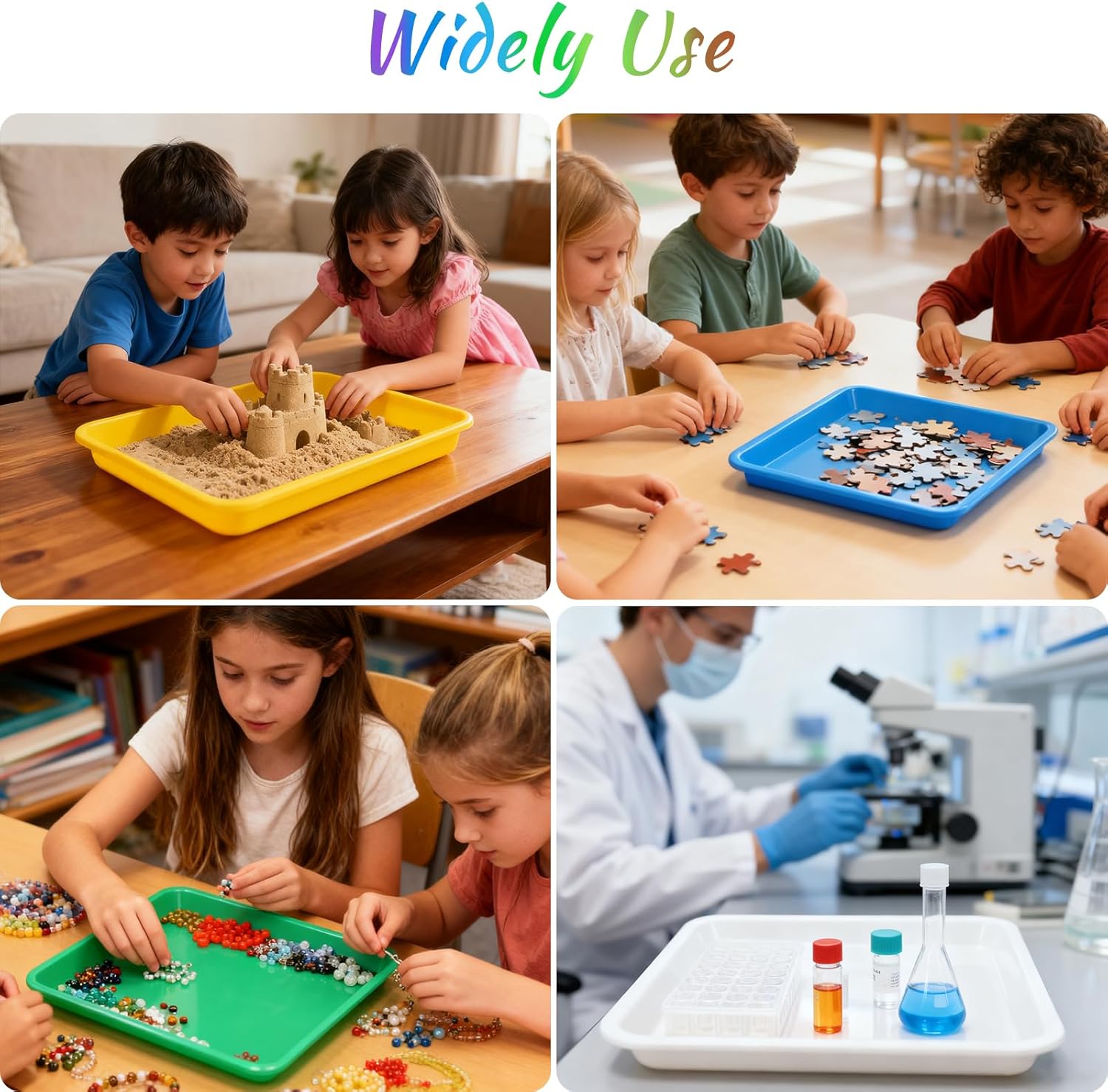 30 Pcs Plastic Art Trays, 5 Colors Sensory Tray with 40pcs Stickers, Colorful Craft Tray for Activity Serving Trays for DIY Projects, Organizing Supply, Sand, Painting - Image 5