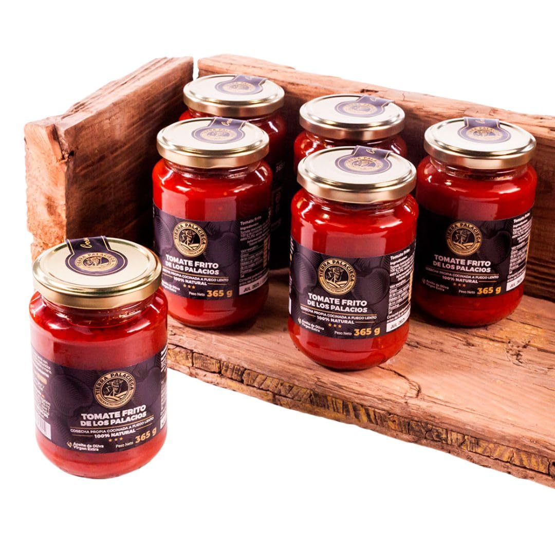 Genérico Pack Seis Botes de Tomate Frito de Los Palacios: Sabor Auténtico con Aceite de Oliva Virgen Extra Tierra Palaciega