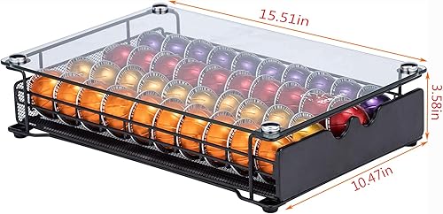 Miniatura 6 de Rice rat Vertuo - Cajón para cápsula Nespresso con vidrio para gabinete, estante de almacenamiento de cápsulas Vertuoline para mostrador (clase 30