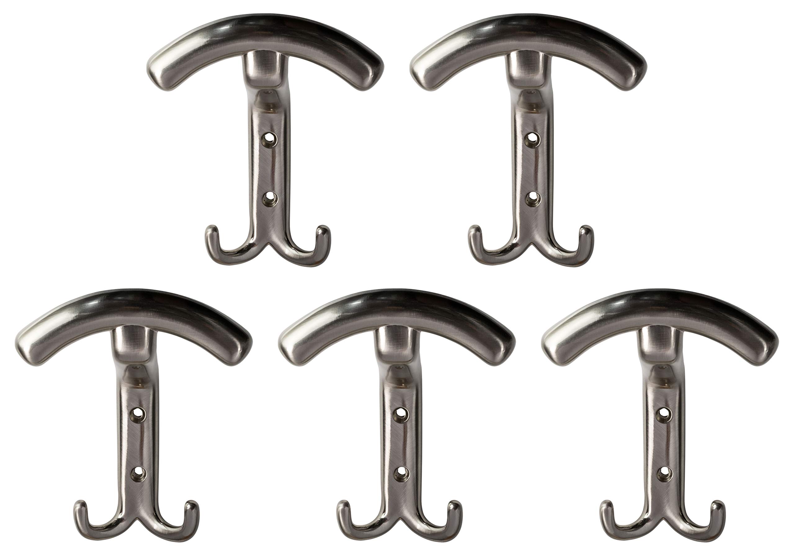 Gedotec Garderobenhaken Edelstahl Kleiderhaken gebogen - Carina | Mantelhaken 140 x 19 mm | Haken-Garderobe universal | Wandhaken zum Schrauben | 5 Stück - Wand-Garderobe mit Befestigungsmaterial