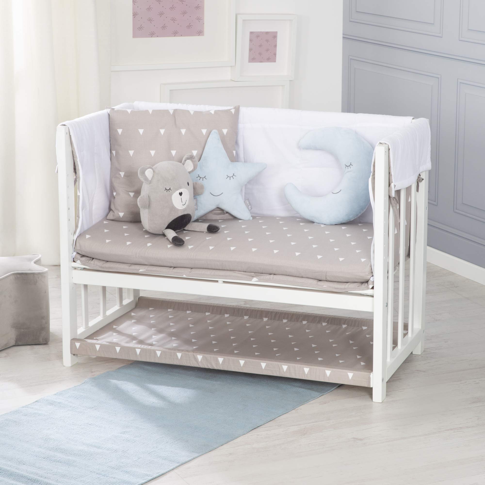 roba Culla 4 In 1, Letto Laterale 'Indibär', Lettino, Culla E Panca Per Bambini, Bianco - 16250 g