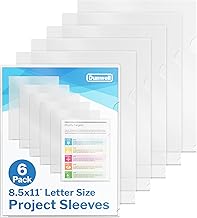 Dunwell Clear Folders for Documents, Plastic 8.5x11 File Sleeves for Document Protection, Filing, Storage, Organization (6 Pack) Transparent Folders with Pockets, Durable Letter Size Document Holder
