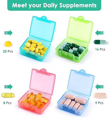 Miniatura 3 de Kononia Organizador de pastillas de corcho natural 1 vez al día, exquisito bolso diseñado con 7 pastillas de gran capacidad (azul)