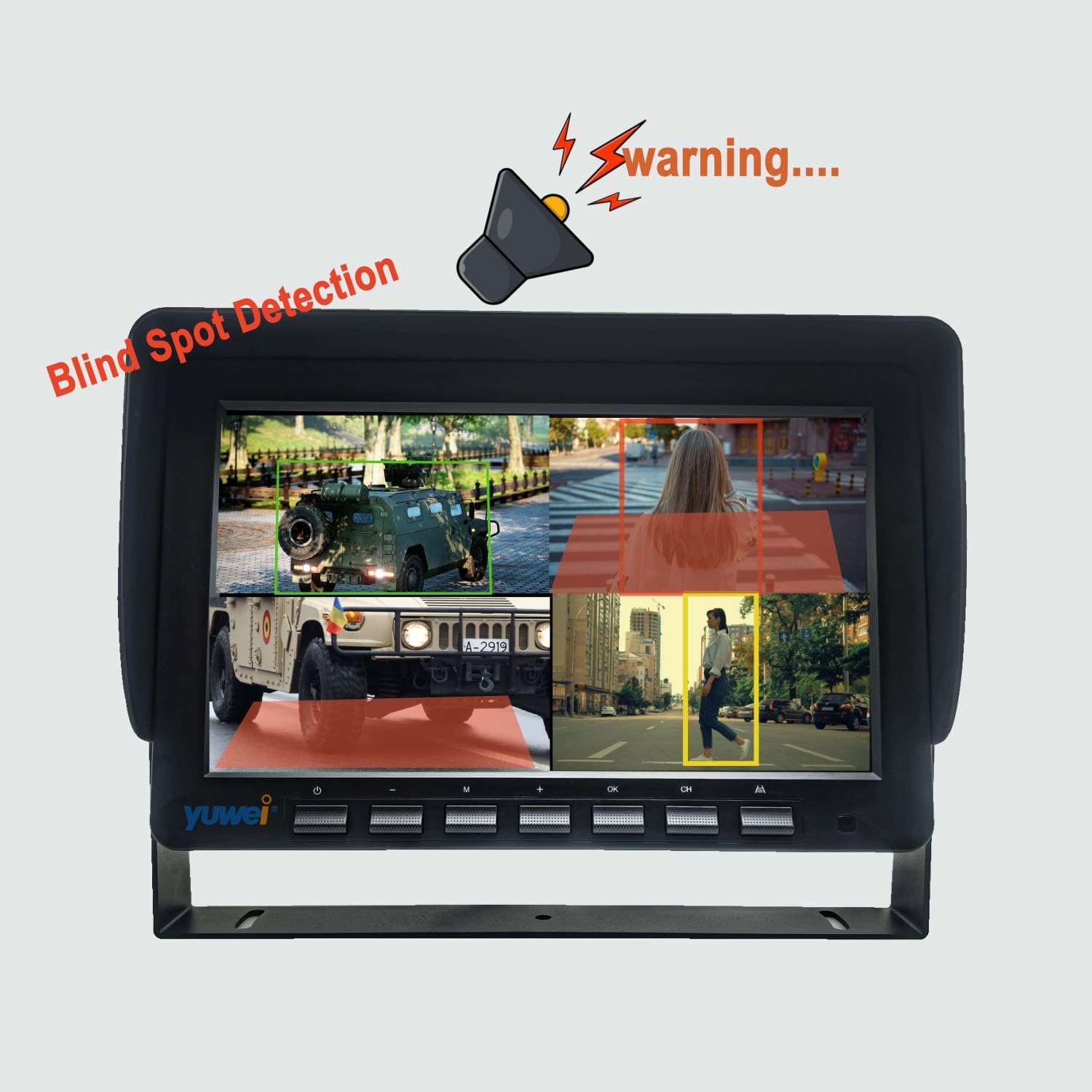 10.1” IPS Touchscreen AHD 1080P Truck Camera System with BSD, Quad View Monitor, Night Vision, IP69K Waterproof Cameras, DVR Recording, Wide-Angle Side Cameras for RV, Bus, Semi Truck